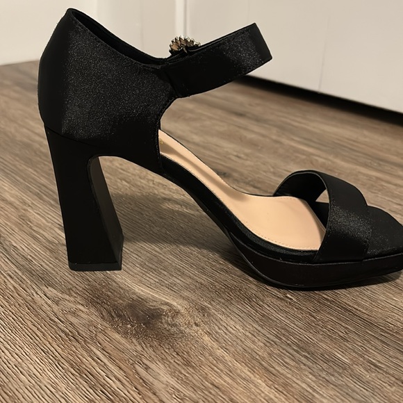 Satin Rhinestone Block Heels - Picture 7 of 10